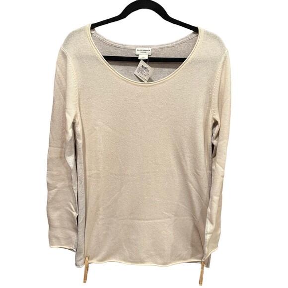 NWT CLUB MONACO Cashmere Crewneck Chandails Pullover Sweater Butter Cream L $169 - Picture 1 of 7